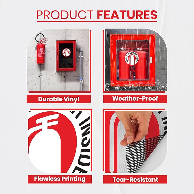 15 x Fire Extinguisher Inside Sticker | 3 x 3 Inch Vinyl Fire Extinguisher Inside Sign | UV-resistant Fire Extinguisher Sticker | Fire Extinguisher Signs for Business