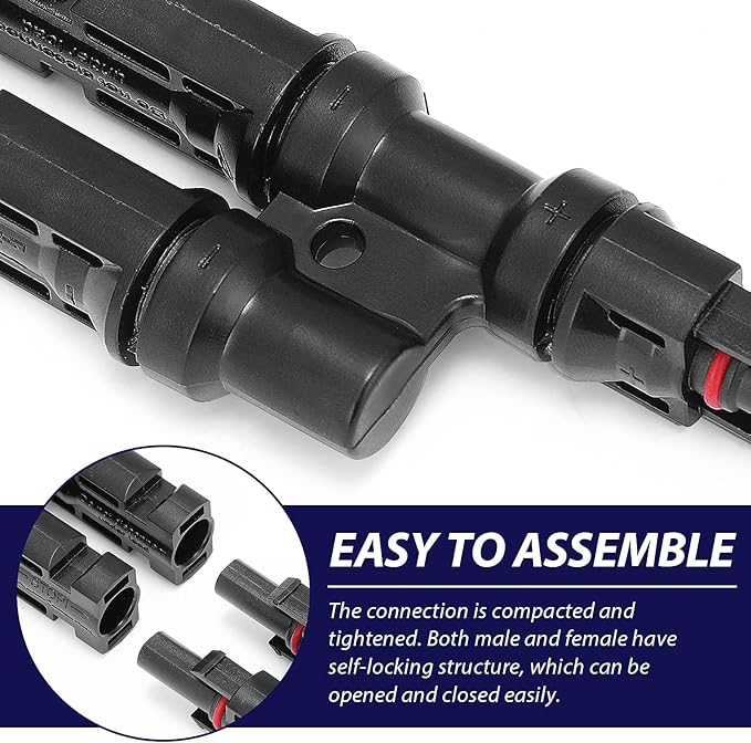 Weewooday 10 Pairs Solar Branch Connectors Y Connector for Parallel Connection Between Solar Panels FMM+MFF