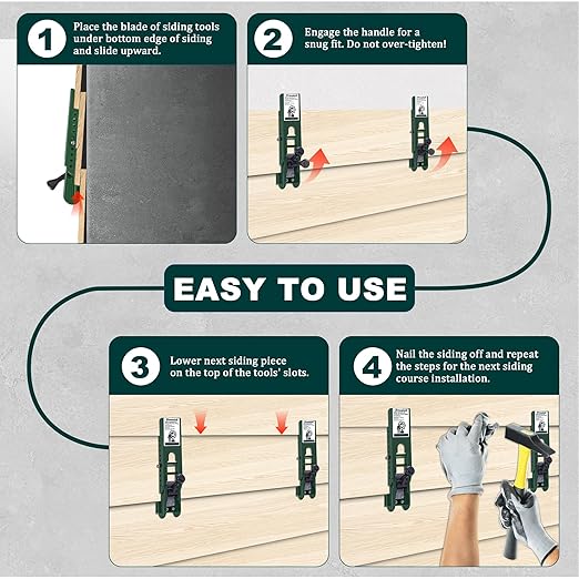 Siding Installation Tools, Mounting Kit Compatible with 5/16-Inch Fiber Cement, Lap Gauge/Clamps with Adjustable Reveals (Green)
