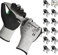 12 Pairs ANSI A6 Cut Resistant Work Gloves, Cut Proof Gloves with Sandy Nitrile Coating, Reinforced Thumb Work Gloves Used for Metal Fabrication, WoodWorking, Construction, Non Slip, Durable, M,CR3028