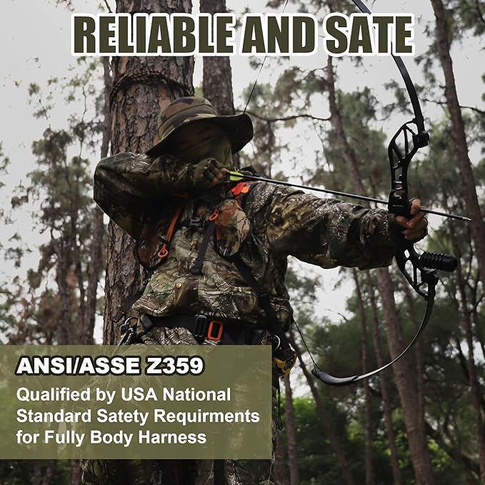 Kalkal Tree Stand Harness, Hunter Safety System Harness for Tree Stand, Lightweight Padded Hunting Safety Harness for Men