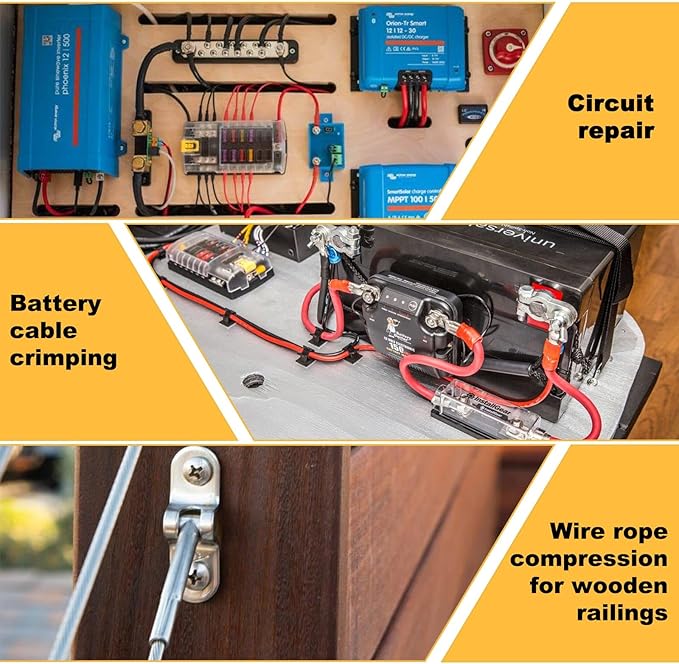 Hydraulic Crimping Tool 10 Tons 12 AWG to 00 (2/0), Battery Cable Crimper Tool with 9 Hexagonal Dies, Hydraulic Wire Crimping Kit for Wire Rope and Battery Terminal Lugs