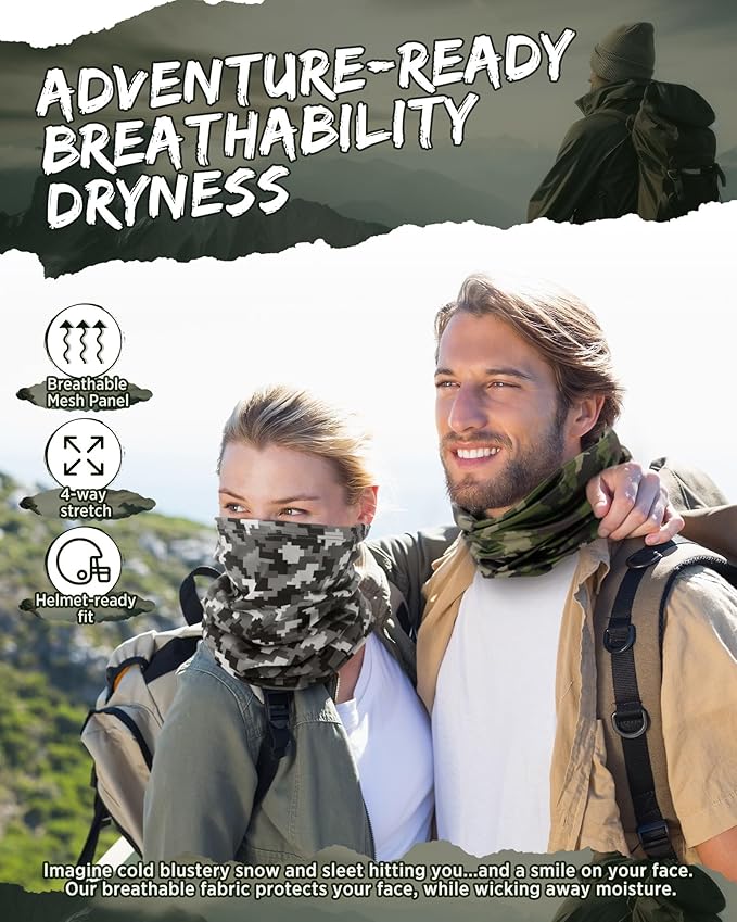 Cuffbow 12 Pack Neck Gaiters Face Mask Bandana Balaclava for Men Women Cooling Neck Gaiter Summer UV Sun Protection Scarf