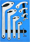 DASBET 8pcs Adjustable Pin Spanner Wrench Tool Set, C-Shape Pin Hook Wrenches with Changeable Head for Pipes Heating Cars, Spanner Nut Wrench for Suspension System, 3/4" to 6-1/10"