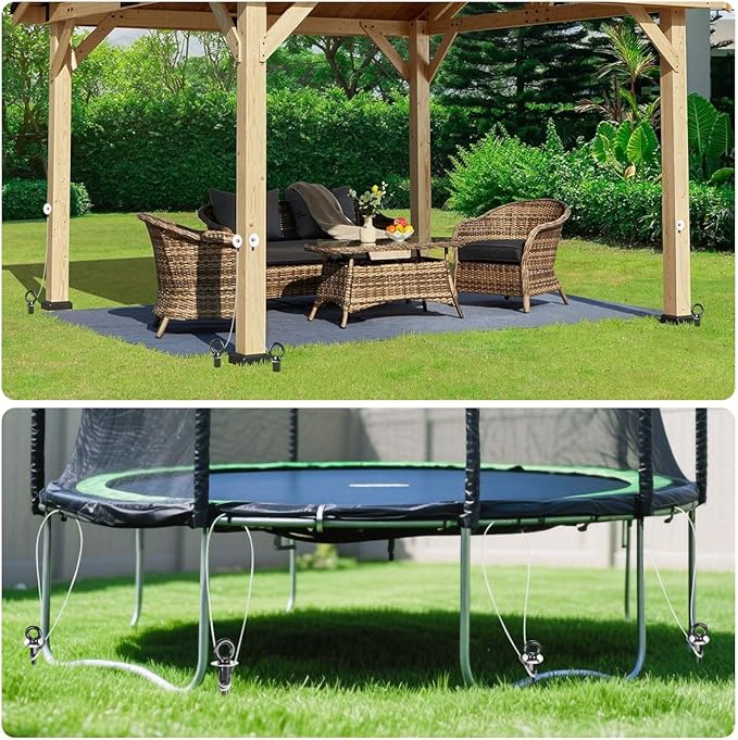 2 Pcs 30" Ground Anchors Shed Anchors Kit Heavy Duty 12mm Solid Steel, Triple-Turn Helix Earth Anchors for Sheds, Carport, Canopy, Gazebo, Trampoline, Mobile Home