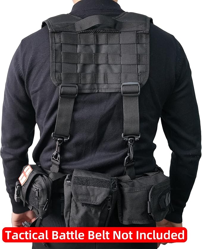 KUNN Tactical Police Suspenders for Duty Belt Harness Law Enforcement with Adjustable Strap and 4 Tool Belt Loops