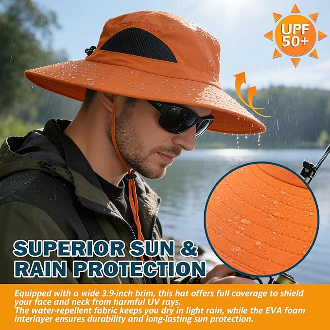 EINSKEY Wide Brim Sun Hat, UPF 50+ UV Protection Waterproof Packable Bucket Hat for Men & Women, Fishing Hiking Beach Garden