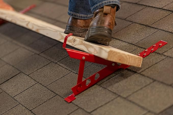 Guardian 2502 Fixed Heavy Duty Roofing Bracket for 18 to 27 Degree Roof Pitch 6 Inch by 90-Degree Fixed Angle Platform Powder Coated Red OSHA Compliant