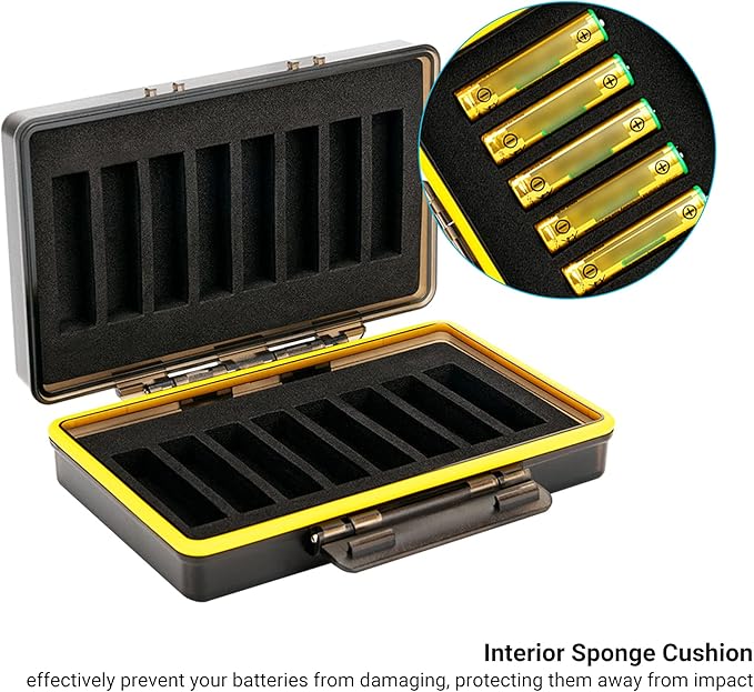 JJC 16 Slot AAA Battery Case, Shockproof & Water-Resistant Storage Box Holder Organizer