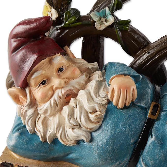 Zingz & Thingz Day & Night Garden Décor Solar Statue Figurine, 9.5x5.5x9.75, Afternoon Nap Gnome