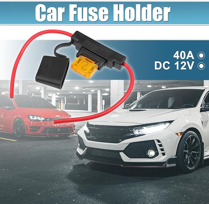 uxcell DC 12V 10 Gauge Car in Line ATC Blade Style Inline Fuse Holder with 40A Large Fuse