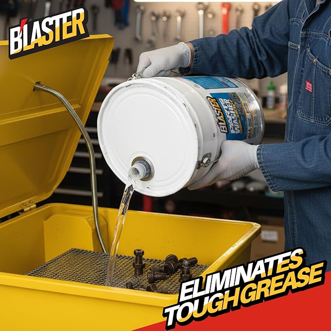 B’laster Parts Washer – Parts Cleaner Solvent – High Flashpoint Formula Cleans Oil, Grease & Grime, No Residue, Works on Metals, Most Plastics & Painted Surfaces – 5‑Gallon