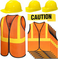 Hillban 13 Pcs Construction Birthday Party Supplies 6 Kids Construction Vests 6 Kids Hard Hat 1 Caution Tape Dressing up for Birthday Party Costume