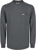 BOCOMAL Men's FR Shirts Long Sleeve Crewneck EX Soft Heather Series 6oz Midweight Flame Resistant Work T Shirt CAT2