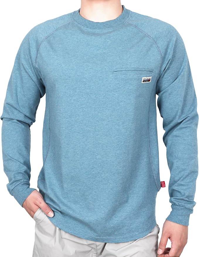 TICOMELA FR T-Shirt, Flame Resistant, Stretch Fit, Hidden Pocket, 6oz Crew Neck Work Shirt for Men 100% Cotton