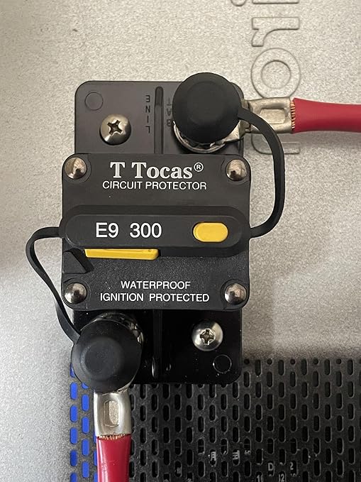 E9 3/8" Studs 300 Amp Circuit Breaker with Manual Reset Surface Mount Waterproof IP67 12V - 48V DC | 300A Switchable