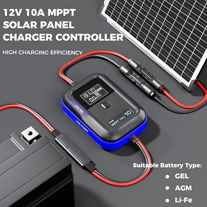 Aerospace-Grade Aluminum Voltset MPPT Solar Charge Controller : Display for Gel AGM Lead-Acid Lithium LiFePO4 Battery (Aerospace-Grade Aluminum MPPT Solar Charge Controller)