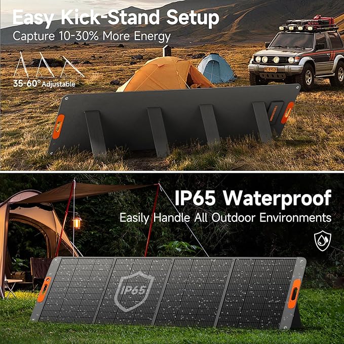 400W Portable Solar Panel for Power Station, 24% High Efficiency Lightweight ETFE Foldable Solar Panel Charger, MC4 Output, IP65 Waterproof, for Outdoor Camping, RV, Emergency Power Supply
