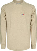 BOCOMAL Men's FR Shirts Long Sleeve Crewneck EX Soft Heather Series 6oz Midweight Flame Resistant Work T Shirt CAT2