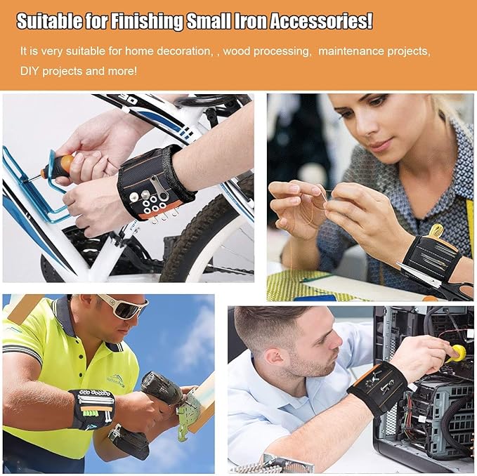 Magnetic Wristband Mens Gifts for Birthday Father's day Christmas, Unique Tool for Holding Screws Gadgets Gift for Dad, Husband, Boyfriend, Handyman mechanics (Black)