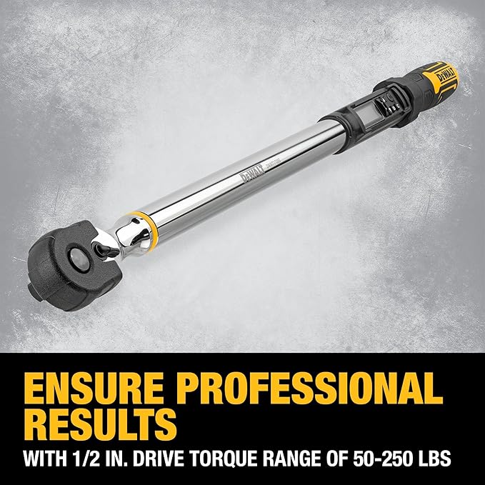 DEWALT Digital Torque Wrench, 1/2 inch Drive, 50-250 FT-LB, with Storage Case (DWMT17060)
