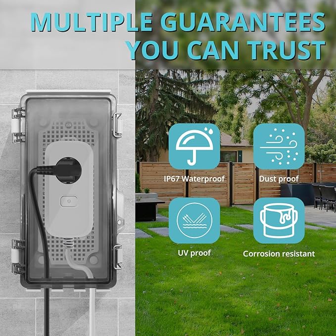 Mini Outdoor Extension Cord Cover Box for Outside Outlet Plug Cover Weatherproof, 7.9x4x2.8” Electrical Project Enclosure,IP67 Outdoor Electrical Box