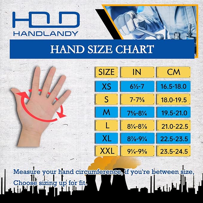 HANDLANDY Fingerless Work Gloves for Men and Women Utility Padded Half Finger Driving Working Gloves (XX-Large, Red)