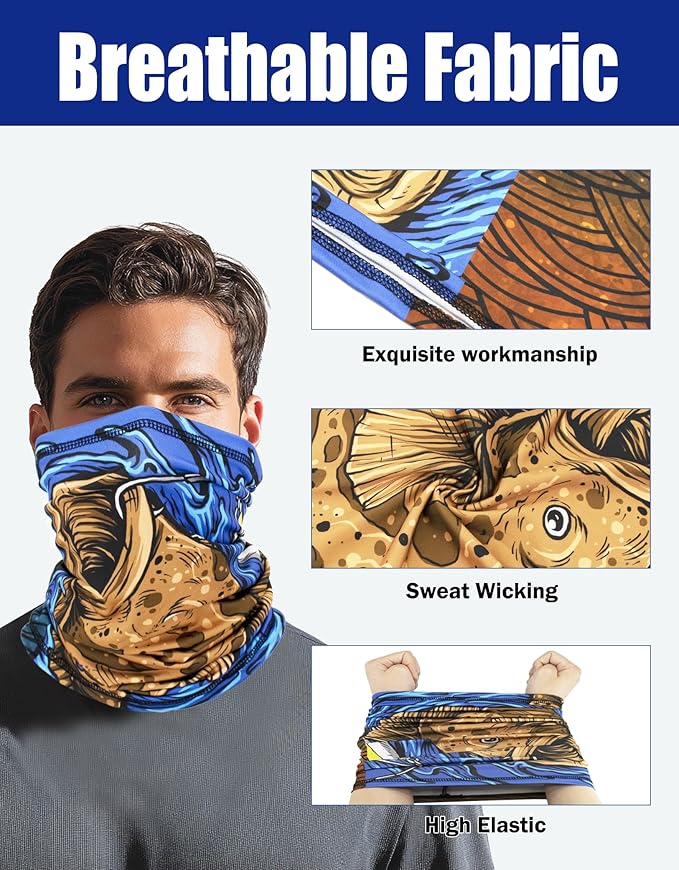 JHYWELL Cooling Neck Gaiter Face Mask, UV Protection Masks Gator, Windproof Bandana for Skiing, Fishing, Hiking, Cycling