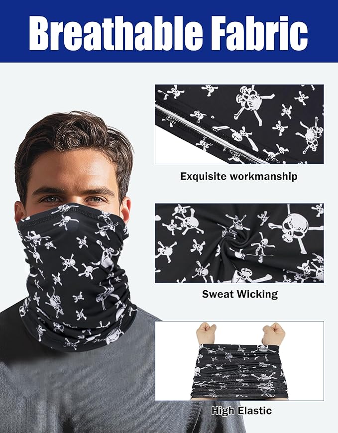 JHYWELL Cooling Neck Gaiter Face Mask, UV Protection Masks Gator, Windproof Bandana for Skiing, Fishing, Hiking, Cycling
