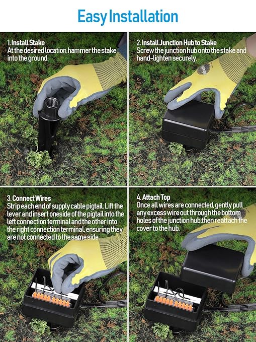 LEONLITE 10-Way Junction Hub for Low Voltage Landscape Light Outdoor, 12-15V AC/DC Path Lighting Junction Box, Fit 9-21 Gauge Wire Landscape Wire Connectors, IP65, Suitable for Garden Yard