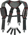 MELOTOUGH Gel Padded Tool Belt Suspenders Work Belt Suspender Tool Belt Suspenders with Gel shoulder for Electrician,Contruction,Carpenter (Trigger Snap Hook with Red Color)
