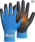 KAYGO 12 Pairs Winter Work Gloves for Men and Women, Thermal Insulated Safety Work Gloves PU Coated, Super Grip,Ideal for Freezer Work,Blue,XL