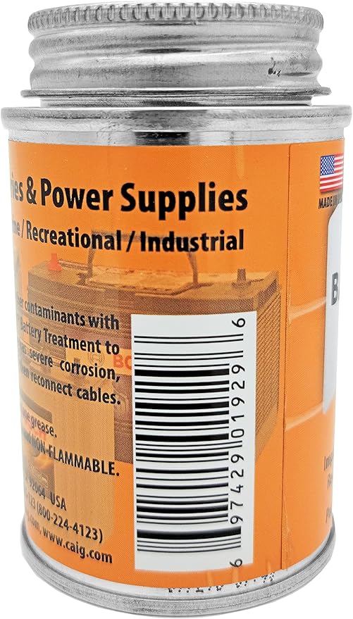 CAIG LABORATORIES DeoxIT Battery Cleaner & Protectant with Brush Lid, 4 oz brush Can, Pack of 2