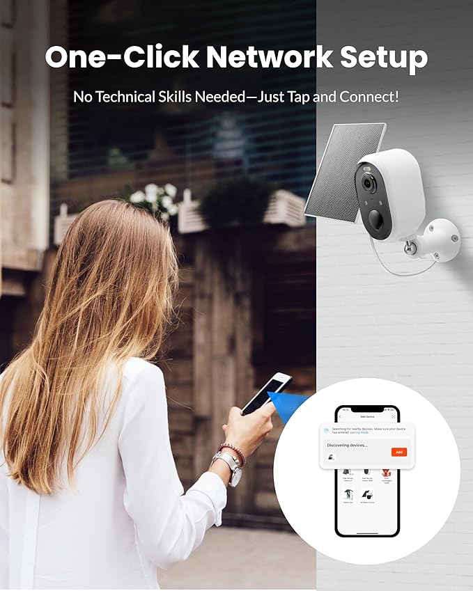 Solar Security Camera Outdoor Wireless 2 Pack, 2K Color Night Vision, Battery Powered PIR Motion Detection,2.4GHz WiFi Cameras for Home Surveillance, Light and Sound Alarm, 2-Way Audio