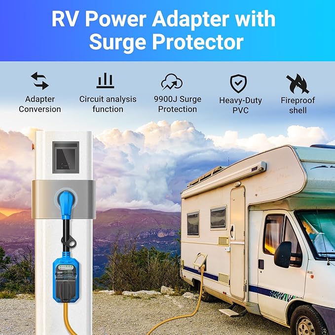 EyGde RV Surge Protector 50 Amp Waterproof, RV Circuit Analyzer with Full Electrical Protection, Power Plug Adapter Protectors for 50amp Camper Travel Trailer Accessories