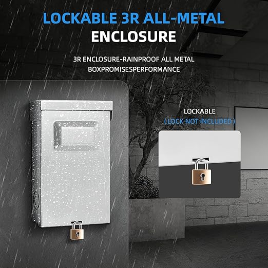 30 Amp AC Disconnect Switch Outdoor 120/240VAC Pull Out Switch Waterproof Metal Box for Air Conditioning Non-Fused