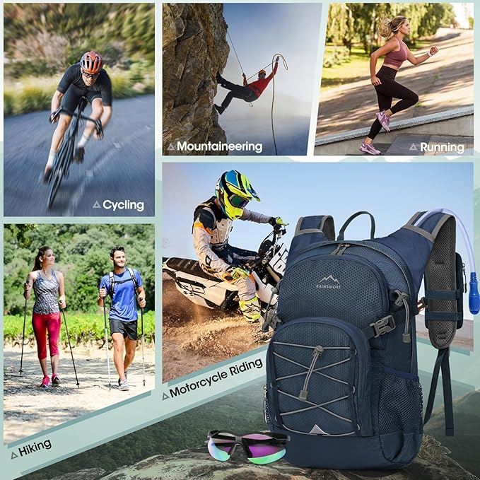 Hydration Backpack with Water Bladder, 18L Lightweight Hiking Backpack for Women&Men Small Insulated Hydration Water Pack for Hiking, Running, Cycling, Biking