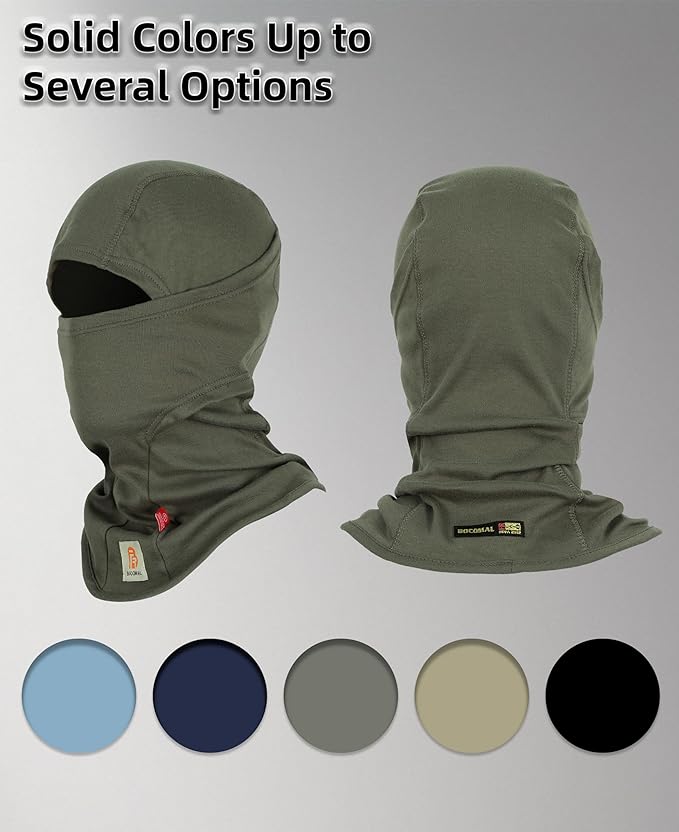 BOCOMAL FR Flame Resistant Balaclava Face Mask Arc Rated NFPA2112 CAT2 Helmet Liner Covering Hood for Welding