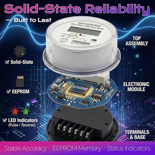 Digital RV Electric Usage Meter, 120/240V Single Phase, Electricity Usage Meter, Power Energy Meter, KWh Sub Meter, ANSI Form 2S Plug-in Electric Submeters for RV Power, Rental Units