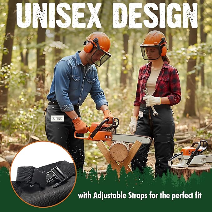 FORESTER Chainsaw Chaps for Men & Women | Apron-Style Chaps with Pocket & Adjustable Waist | Chainsaw Safety Equipment