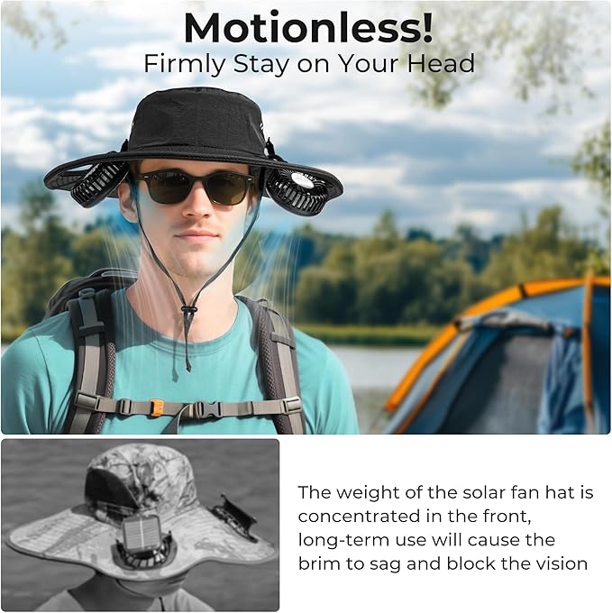 Cooling Sun Hat with Fan Rechargeable, UPF50+ Bucket Hat, 8-16H Neck Fan Hat for Camping Beach Essentials, Gift for Men Women