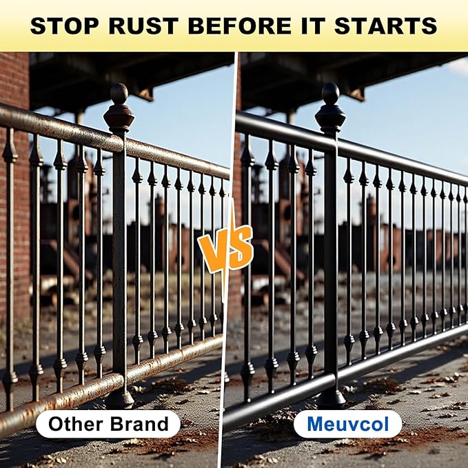 Metal Paint, 35 Fl oz Rust Preventive & Weatherproof Protective Coating, Black Paint for Metal Surfaces, Water-Based Matte Interior/Exterior Paint for Railings, Fences, Gates & Furniture