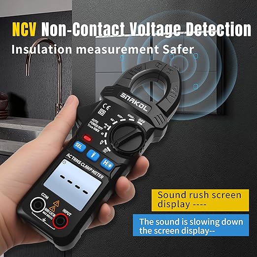 Digital Multimeter Tester 4000 Counts Amp Clamp Meter with 35mm Jaws for AC/DC Voltage and AC Current Meter, Resistance, Diode Capacitance, Continuity, Frequency, NCV Auto-Ranging