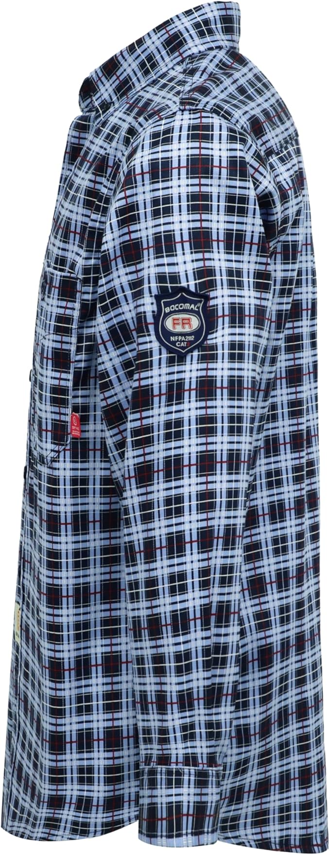 BOCOMAL FR Shirts Flame Resistant NFPA2112/CAT2 6.5oz Light Weight Printed Fire Retardant Plaid Shirt