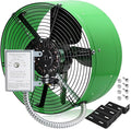 Hiorucet Upgraded 15 Inch Gable Vent Exhaust Fan, 1650CFM 2500 SQF High Performance Low Noise Attic Gable Mount Fan with Adjustable Thermostat, 14 Inch Blade and Permanently Lubricated Motor, Green.