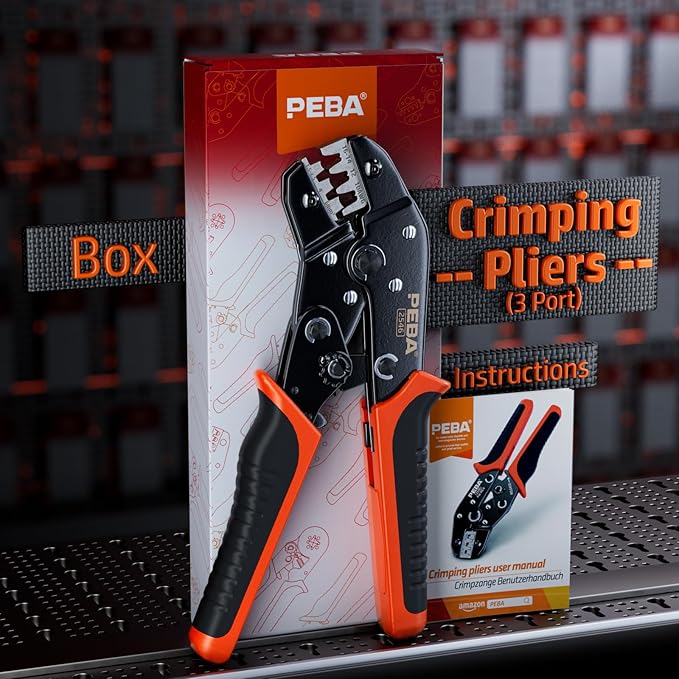 PEBA Solar Crimping Tool for 16-10AWG Solar Panel PV Cable, Solar connector crimping tools/Solar PV Tool, Solar Crimper for installing Solar Connectors easily and accurately, Orange+black