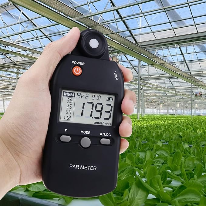 Quantum PAR Meter for LED Grow Light Full Spectrum PPFD Meter High Precision Quantum Sensor, Light Meter for Plants, Greenhouse and Farming Lux Meter Tester 400-700nm