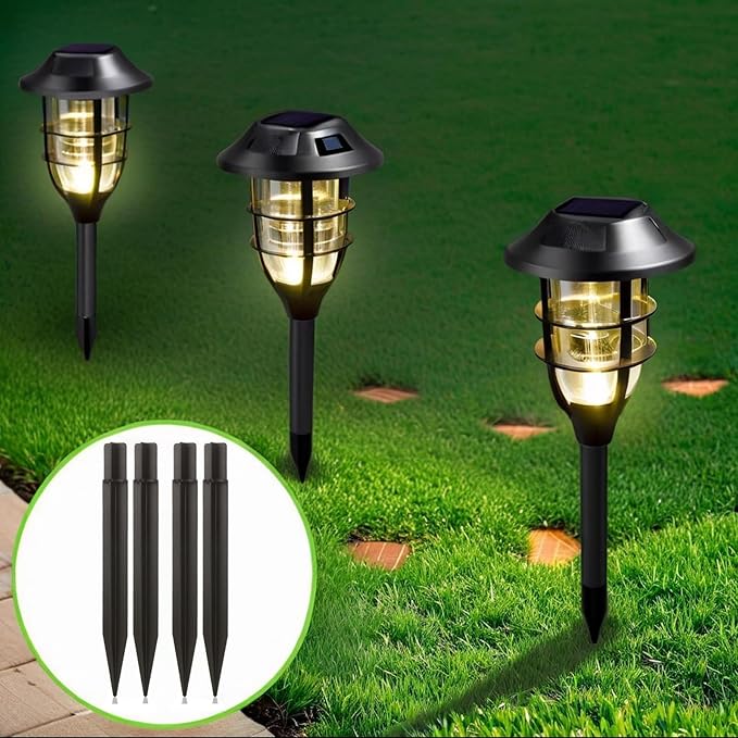 8.25" Reinforced ABS Plastic Solar Ground Spikes - Durable Solar Light Replacement Stakes for Garden, Pathway, Deck, Camping, Christmas Lights (Fits 0.83" Inside Diameter) (Black-1 Pack)