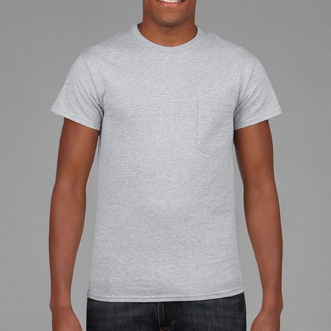 Gildan Unisex Adult DryBlend Workwear T-Shirts with Pocket, 2-Pack