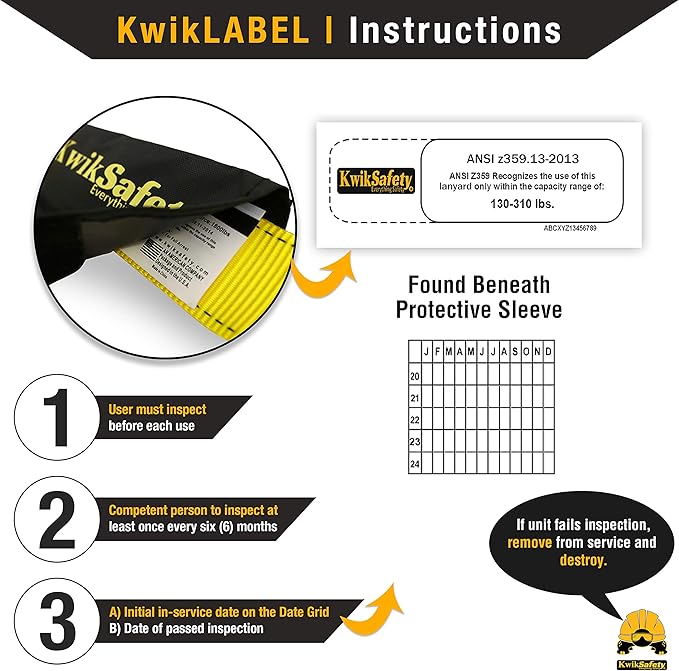 KwikSafety - Charlotte, NC - Double Leg Rattler [1 Pack] Y-Leg Tubular 6’ Safety Lanyard Internal Shock Absorber OSHA ANSI Fall Arrest Protection Equipment Construction PPE Roofing Gear
